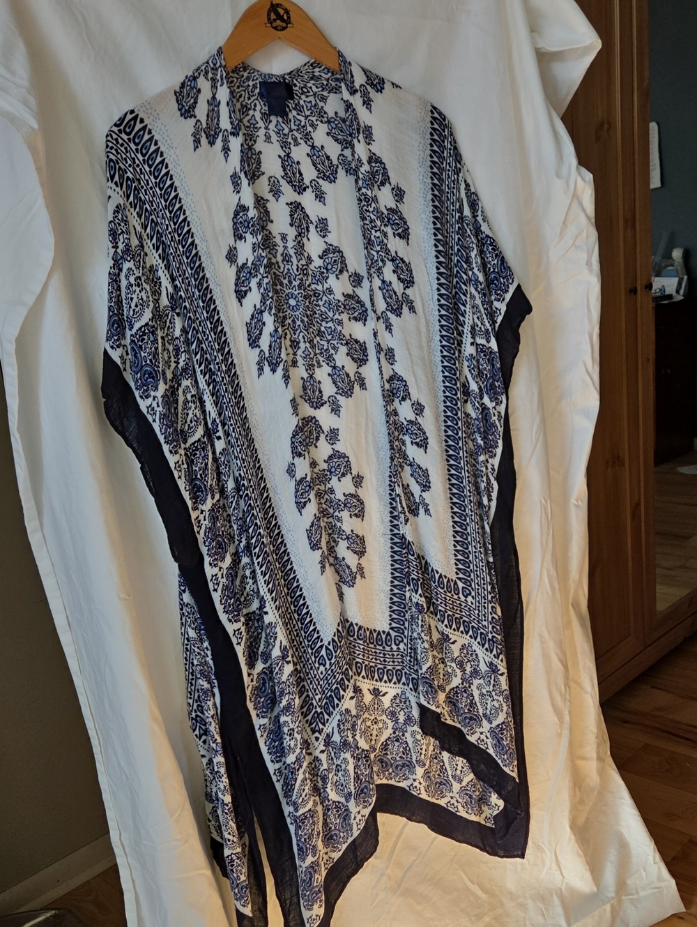 Ralph Lauren Navy & White Floral Border Swim Coverup